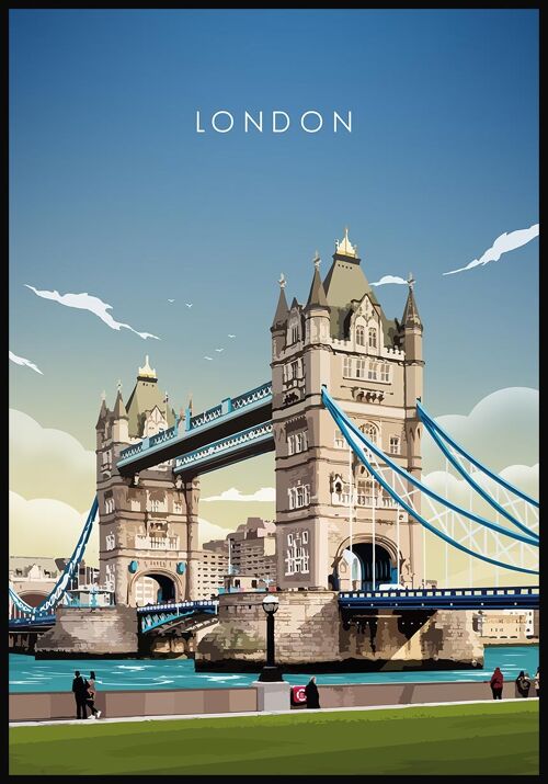 Illustriertes Poster London Tower Bridge - 70 x 100 cm