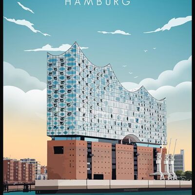 Póster ilustrado Hamburg Elbphilharmonie - 30 x 40 cm