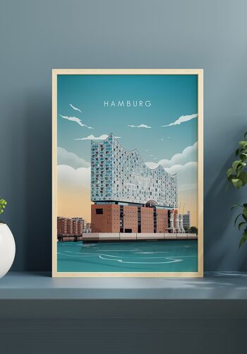 Affiche illustrée Hambourg Elbphilharmonie - 70 x 100 cm 6