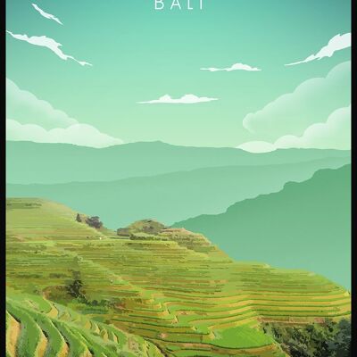 Illustrated Poster Bali Rice Terraces - 30 x 40 cm