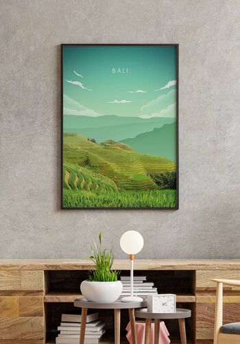 Affiche illustrée Rizières en terrasses de Bali - 50 x 70 cm 6
