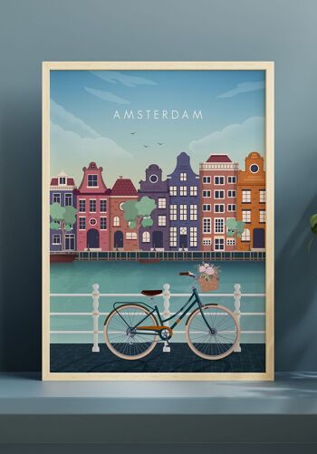 Affiche illustrée Amsterdam - 21 x 30 cm 2