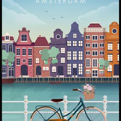 Affiche illustrée Amsterdam - 30 x 40 cm
