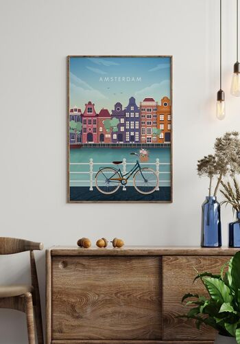 Affiche illustrée Amsterdam - 30 x 40 cm 3
