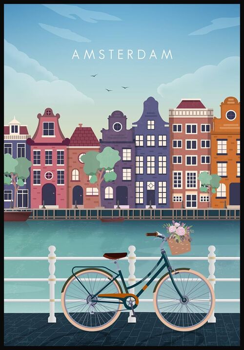 Illustriertes Poster Amsterdam - 40 x 50 cm