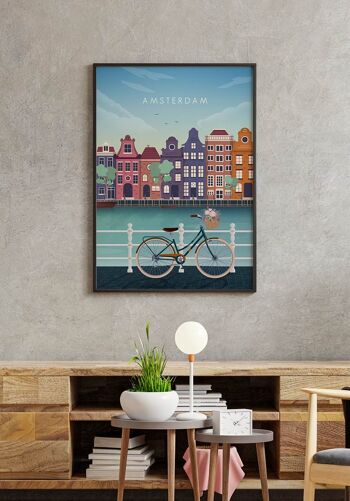 Affiche illustrée Amsterdam - 70 x 100 cm 6