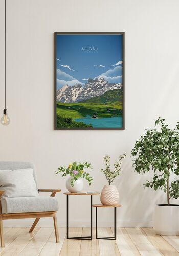 Affiche illustrée Allgäu avec montagnes - 30 x 40 cm 5