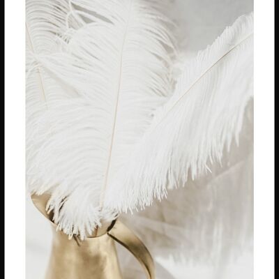 White Feathers in a Golden Vase Poster - 30 x 40 cm