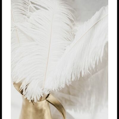 White Feathers in a Golden Vase Poster - 40 x 50 cm