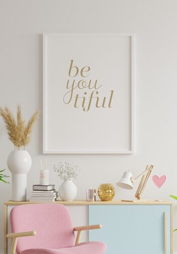 Affiche Typographie Be-you-tiful - 21 x 30 cm - Or 4