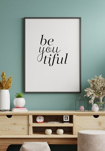 Affiche Typographie Be-you-tiful - 21 x 30 cm - Or 6
