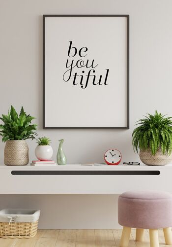 Affiche Typographie Be-you-tiful - 21 x 30 cm - Or 7