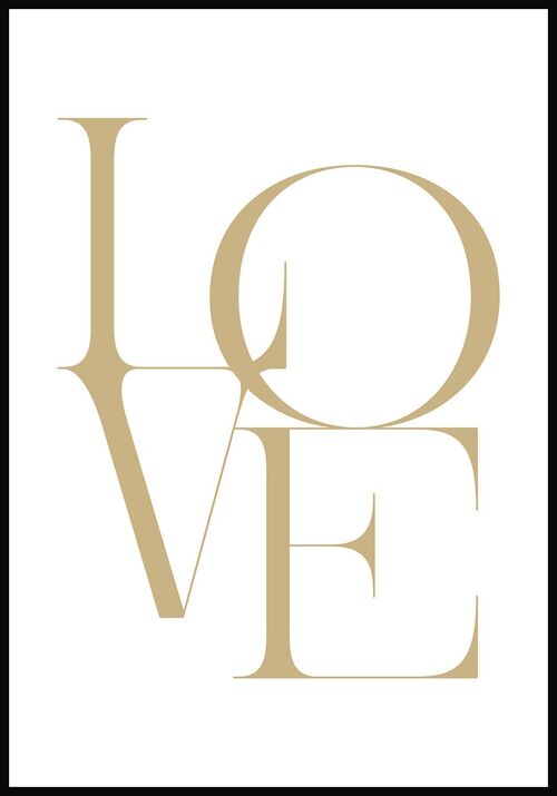 Love Typografie Poster - 30 x 40 cm - Gold
