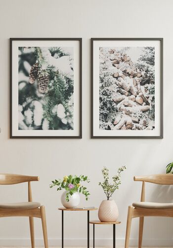 Affiche Pommes de pin en hiver - 21 x 30 cm 3