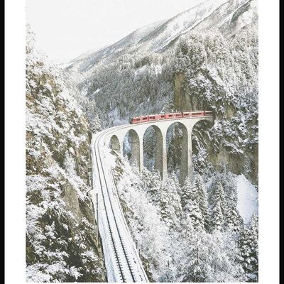 Zug in den Bergen im Winter Poster - 30 x 40 cm
