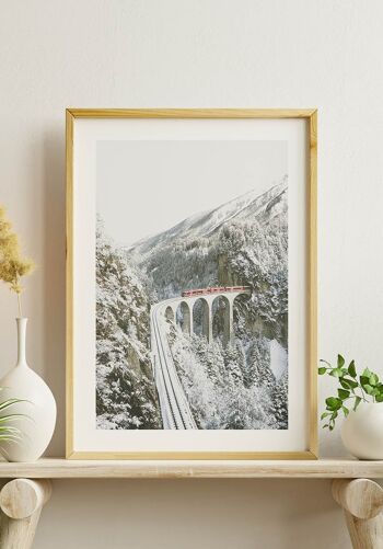 Train à la montagne en hiver Poster - 30 x 40 cm 2