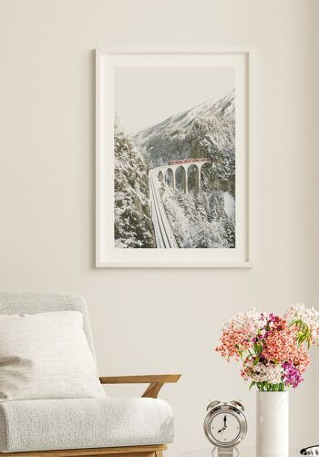 Train à la montagne en hiver Poster - 30 x 40 cm 3