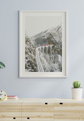Train à la montagne en hiver Poster - 30 x 40 cm 4