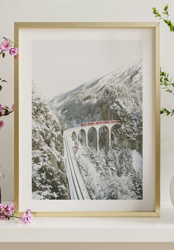Train à la montagne en hiver Poster - 30 x 40 cm 5