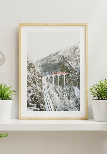 Train à la montagne en hiver Poster - 30 x 40 cm 6