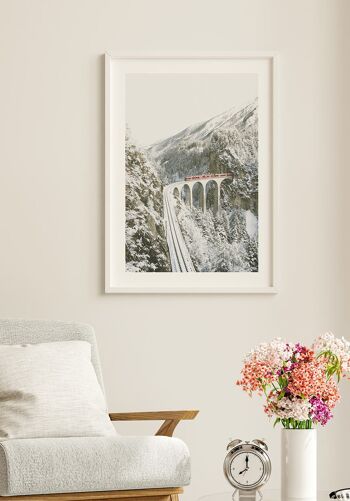 Train à la montagne en hiver Poster - 50 x 70 cm 3