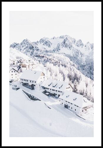 Village d'hiver à la montagne Affiche - 40 x 50 cm 1