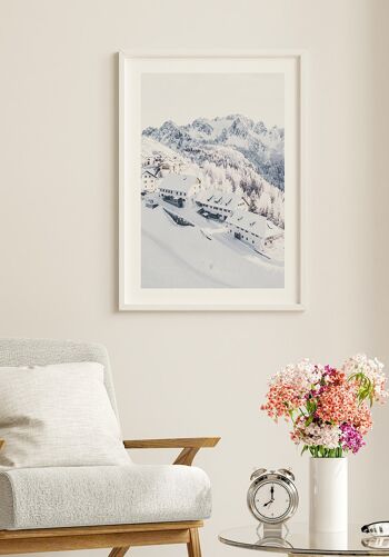 Village d'hiver à la montagne Affiche - 40 x 50 cm 2