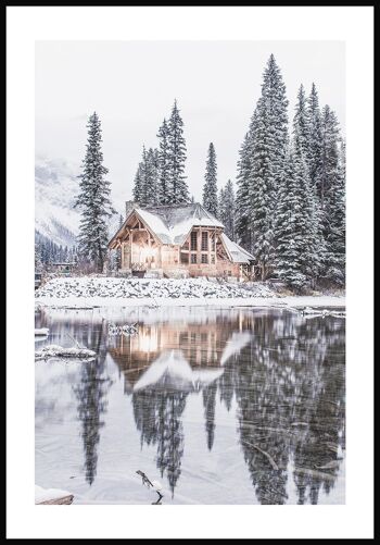 Affiche Maison au bord du lac en hiver - 21 x 30 cm 1