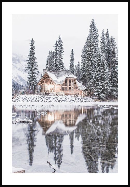 Haus am See im Winter Poster - 30 x 40 cm