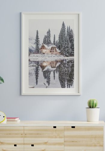 Affiche Maison au bord du lac en hiver - 30 x 40 cm 2