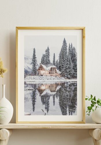 Affiche Maison au bord du lac en hiver - 30 x 40 cm 4