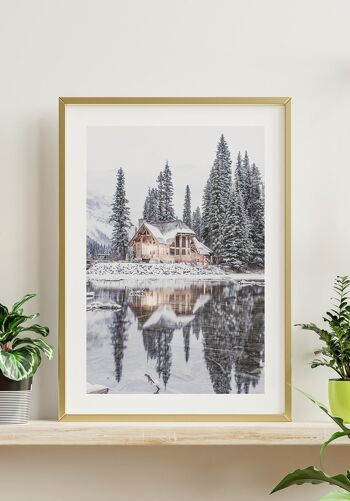 Affiche Maison au bord du lac en hiver - 30 x 40 cm 5
