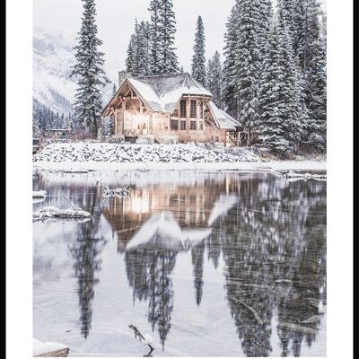 Haus am See im Winter Poster - 40 x 50 cm