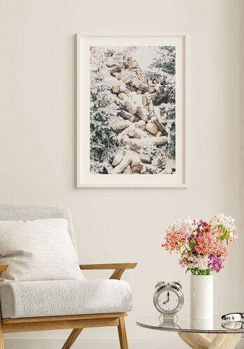 Poster tas de bois d'hiver avec neige - 21 x 30 cm 5