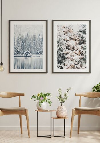 Poster tas de bois d'hiver avec neige - 21 x 30 cm 6