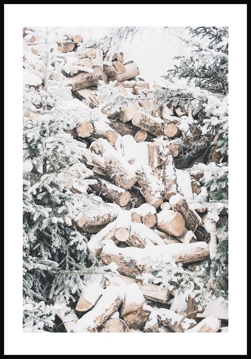 Winter Holzstapel mit Schnee Poster - 30 x 40 cm