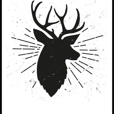 Reindeer Silhouette Poster - 21 x 30 cm