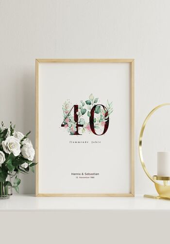 Noces de Rubis - Affiche Personnalisable - 30 x 40 cm 2