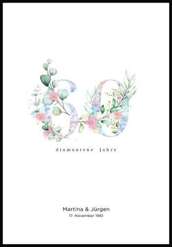 Noces de Diamant - Affiche Personnalisable - 40 x 50 cm 1