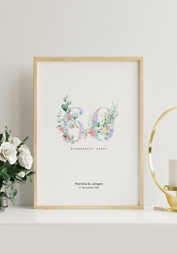 Noces de Diamant - Affiche Personnalisable - 40 x 50 cm 2