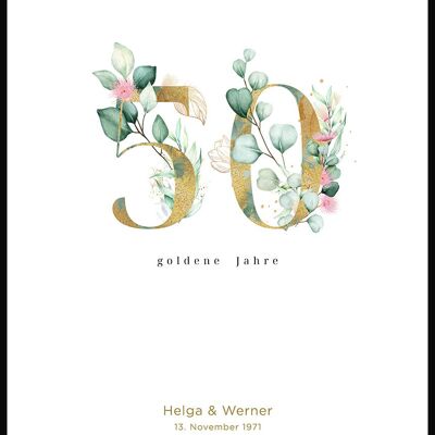 Goldene Hochzeit - Personalisierbares Poster - 30 x 40 cm