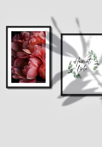 Affiche photographie florale avec fleurs roses - 21 x 30 cm 3