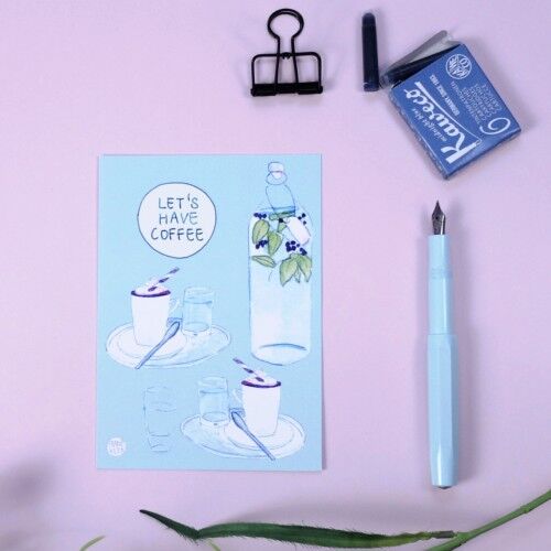 Postkarte Let's have coffee