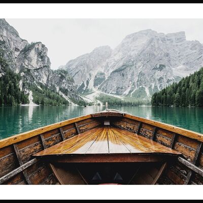 Photography Poster Boat in Mountain Lake - 40 x 30 cm