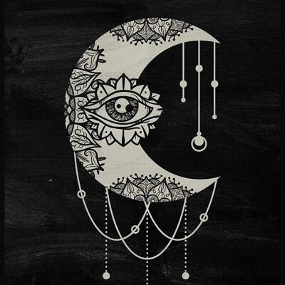 Poster moderno illustrazione luna - 30 x 40 cm