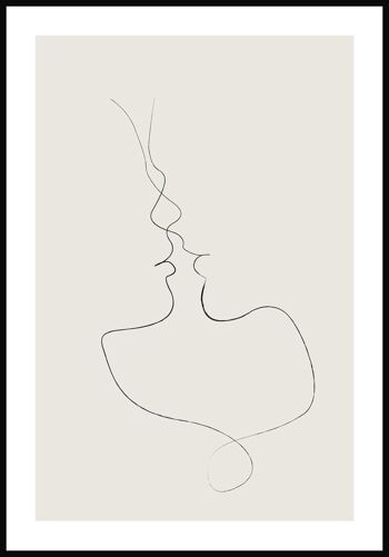 Affiche Line Art 'Tender Kiss' - 21 x 30 cm - Vert Olive 1