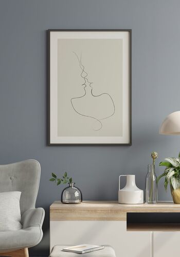 Affiche Line Art 'Tender Kiss' - 21 x 30 cm - Vert Olive 3