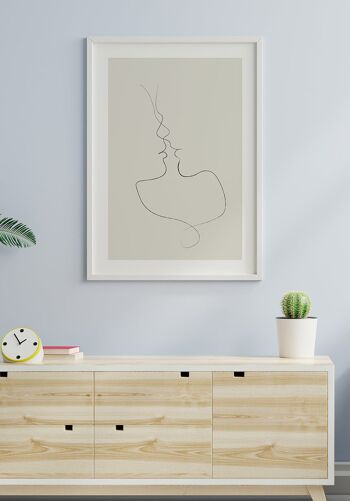 Affiche Line Art 'Tender Kiss' - 21 x 30 cm - Vert Olive 4