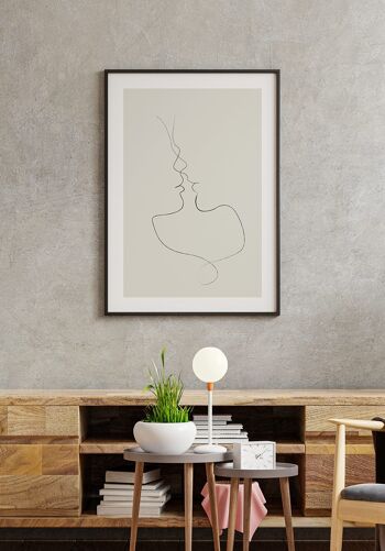 Affiche Line Art 'Tender Kiss' - 21 x 30 cm - Vert Olive 6