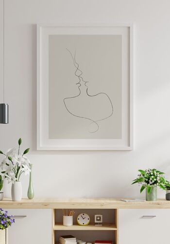 Affiche Line Art 'Tender Kiss' - 30 x 40 cm - Vert Olive 5